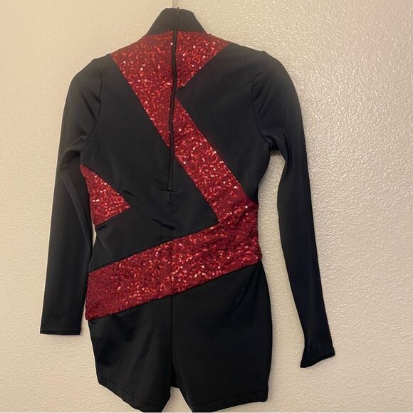 WEISSMAN Dance Costume black long sleeve Mesh Biketard Illumination 13525 LC - Picture 3 of 10